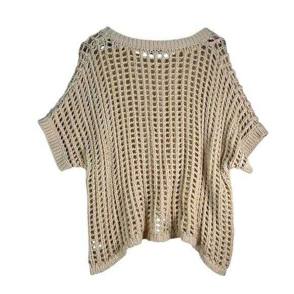 HYFVE Open Stitch Boxy Sweater Beige Crochet Knit Pullover Sweater Top Women's S - Picture 12 of 13